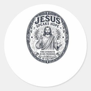 Sticker Rond Chemise d'inclusion de la communauté sourde Jésus