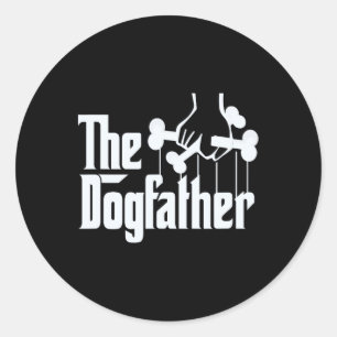 Sticker Rond Chemise Dogfather Chien Papa Fête des pères Chemis