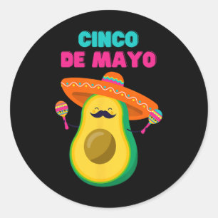 Sticker Rond Chemise drôle Cinco De Mayo - Fête de l'avocat