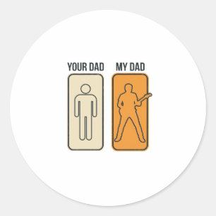 Sticker Rond Chemise drôle de conception de guitare de papa vin