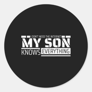 Sticker Rond Chemise drôle de papa de fils hommes drôle de fête