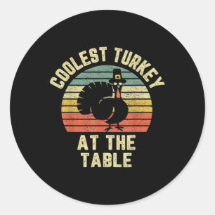 Sticker Rond Chemise drôle de Thanksgiving Rétro La plus cool d