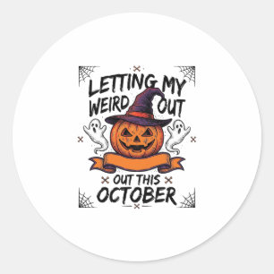 Sticker Rond Chemise drôle d'Halloween avec des fantômes de cit