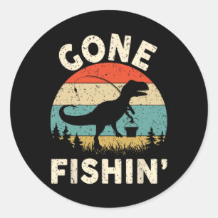 Sticker Rond Chemise drôle Gone Fishing pour hommes femmes jeun