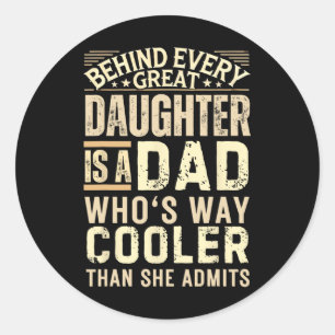 Sticker Rond Chemise Drôle Papa De Fille Hommes Drôle Pères Da