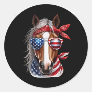 Sticker Rond Chemise Du 4 Juillet Cheval Hommes Garçons Cheval