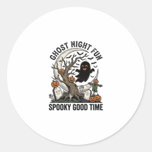 Sticker Rond Chemise fantôme Halloween Design fun cimetière vin