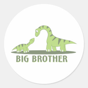 Sticker Rond Chemise fraîche de frère - thème de dinosaure