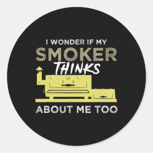 Sticker Rond Chemise Fumeur Barbecue Fumer Viande Griller Basse