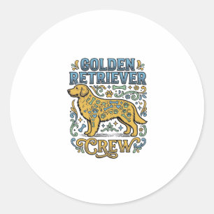 Sticker Rond Chemise Golden Retriever avec art vintage pour amo