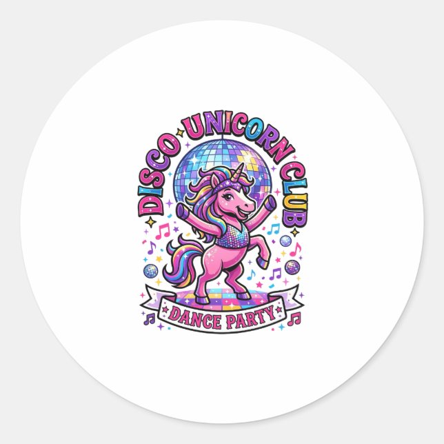 Sticker Rond Chemise graphique du club de disco licorne commerc (Devant)