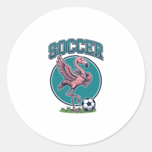 Sticker Rond Chemise Graphique Vintage Joueur de Football Flami