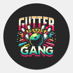 Sticker Rond Chemise Gutter Gang Drôles Chemises de Bowling Gut