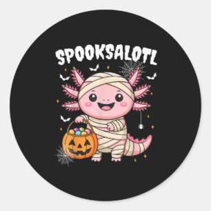 Sticker Rond Chemise Halloween Axolotl Amusante Pour Enfants Ga