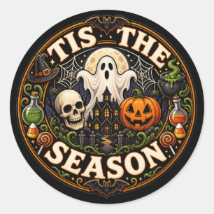 Sticker Rond Chemise Halloween Graphique Vintage C'est La Saiso