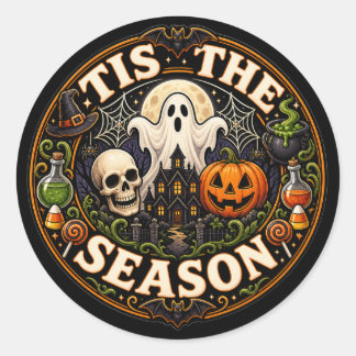 Sticker Rond Chemise Halloween Graphique Vintage C'est La Saiso