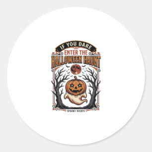 Sticker Rond Chemise Halloween Vintage Citrouille Gravée Fantôm