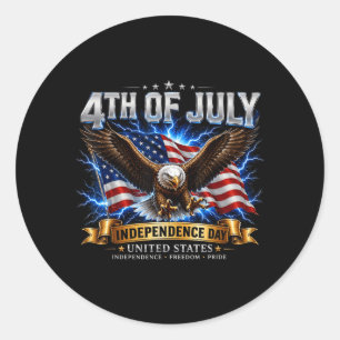Sticker Rond Chemise homme 4 juillet Hommes de la liberté patri