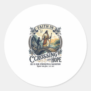Sticker Rond Chemise Jésus Immigration Nouveau Départ Courage C
