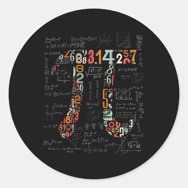 Sticker Rond Chemise Jour Pi Numéros Pi Enseignant Math 3.14 Ca (Devant)