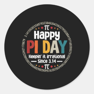Sticker Rond Chemise Jour Pi Pour L'Enseignant Vintage 3.14 Chi