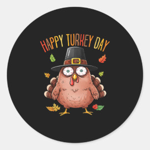 Sticker Rond Chemise Joyeuse Fête de la dinde Drôle de Thanksgi