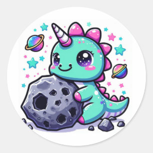 Sticker Rond Chemise Kawaii Dinosaur ! Si mignon !