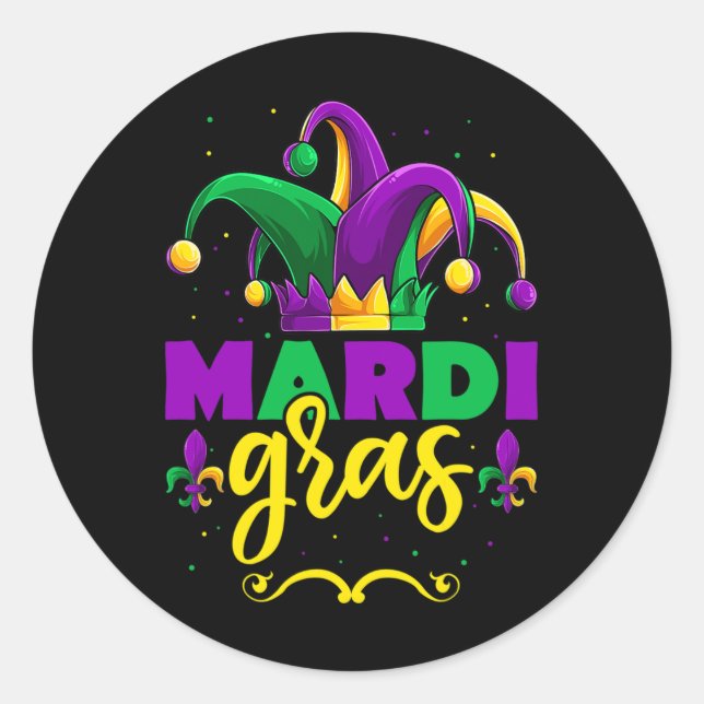 Sticker Rond Chemise Mardi Gras Jester (Devant)