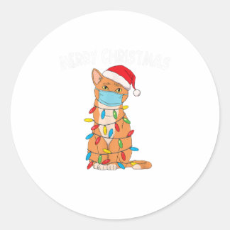 Sticker Rond Chemise Masque Porte Chat Drôle Merry Chri