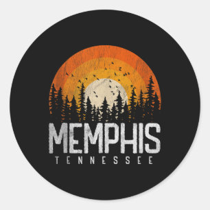 Sticker Rond Chemise Memphis Tennessee Tn Rétro Vintage Années