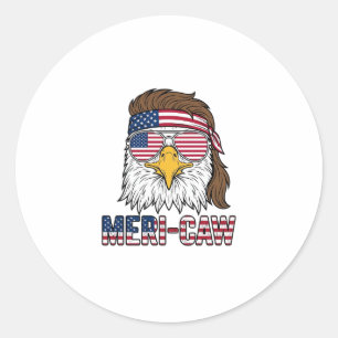 Sticker Rond Chemise Meri-Caw Aigle Patriotique Gravure Vintage