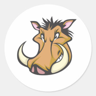 Sticker Rond Chemise mignonne de bande dessinée de Warthog