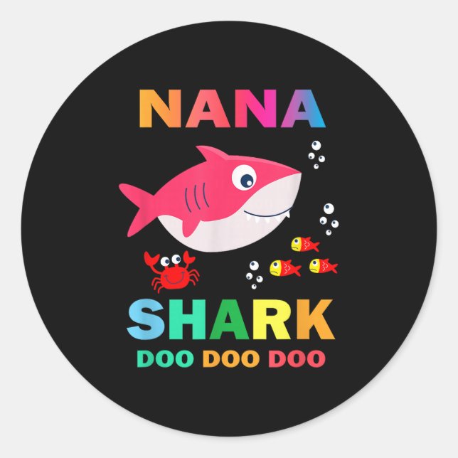 Sticker Rond Chemise Nana Shark, Cadeau De Fête des pères De L' (Devant)