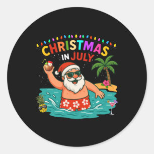 Sticker Rond Chemise Noël en Juillet Garçons Enfants Santa Coco