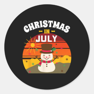 Sticker Rond Chemise Noël en Juillet Vacances d'été Noël 