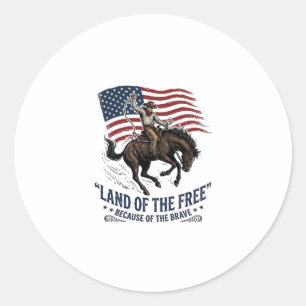 Sticker Rond Chemise occidentale pays des cow-boys patriotes de