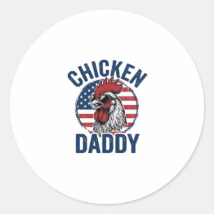 Sticker Rond Chemise patriotique vintage Coq Papa Poulet Desi