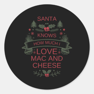 Sticker Rond Chemise pour Santa Foo amateur de macaroni au from