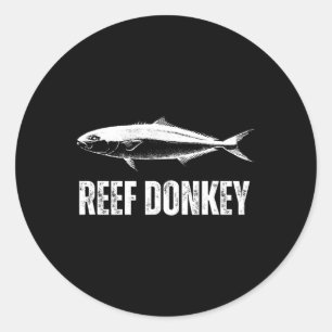 Sticker Rond Chemise Reef Donkey Amberjack Pêche au large Drôle