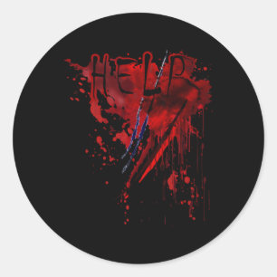 Sticker Rond Chemise sanglante Aide Séparation Sanguine Hallowe