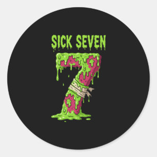 Sticker Rond Chemise Sick Seven Meme Six Seven Blague sur les M