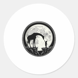 Sticker Rond Chemise silhouette de girafe et d'enfant sous la l