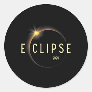 Sticker Rond Chemise solaire Eclipse Total Eclipse solaire 2024