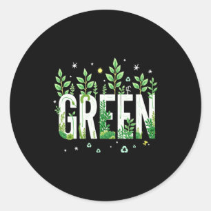 Sticker Rond Chemise T Art Word Nature Éco Vert Avec Feuilles