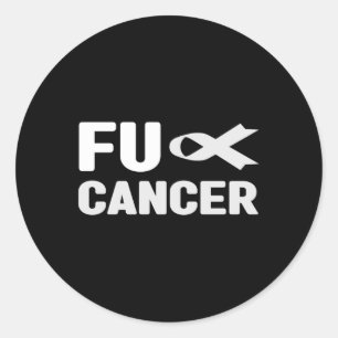 Sticker Rond Chemise T Cancer Fu - Ruban Blanc, Cancer Du Poumo