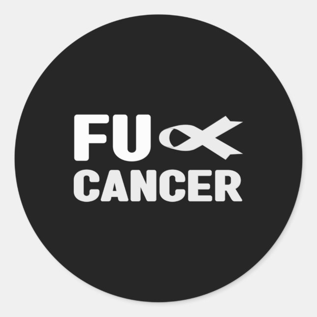 Sticker Rond Chemise T Cancer Fu - Ruban Blanc, Cancer Du Poumo (Devant)