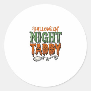 Sticker Rond Chemise Taddy Nuit Halloween Vintage Balai de Sorc