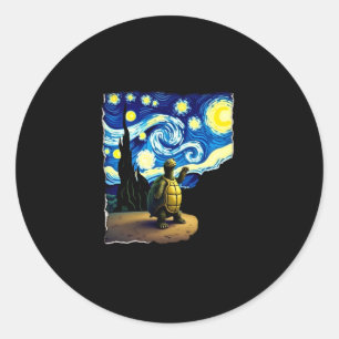 Sticker Rond Chemise Tortue Artistique Tortue Nuit Étoilée (4)