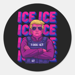 Sticker Rond Chemise Trump Ice Agent, T-shirts Immigration Ice