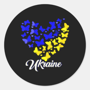 Sticker Rond Chemise Ukraine Cœur Papillon Je Suis Avec U